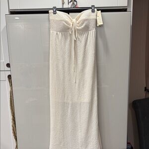 Cream Strapless Maxi Dress